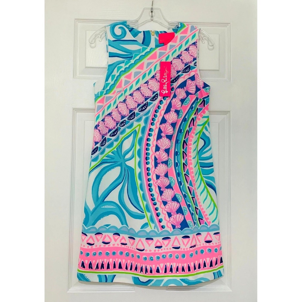 NWT Lilly Pulitzer Narissa Stretch Shift Dress sz 2 Coco Island Engineered Shell